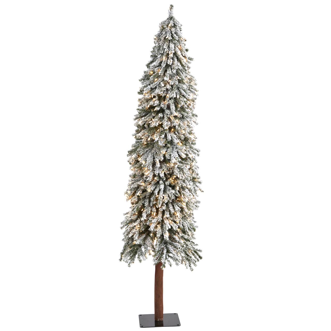 7ft. Pre-Lit Flocked Grand Alpine Artificial Christmas Tree, Clear LED Lights